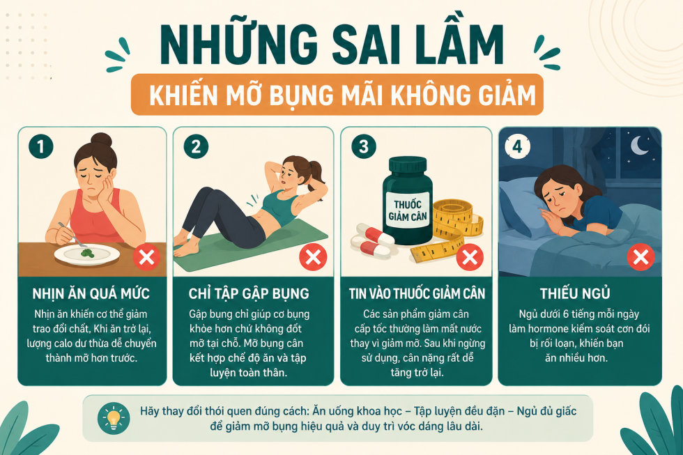 những sai lầm khiến mỡ bụng mãi không giảm